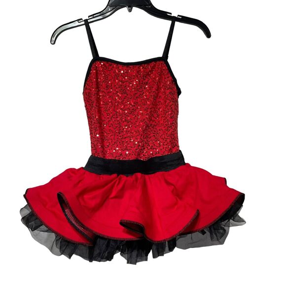 weissman dance costume red sequin black tutu MC - Picture 1 of 7